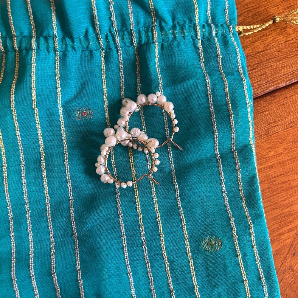 Pearl Hoop Earrings Olive and Piper